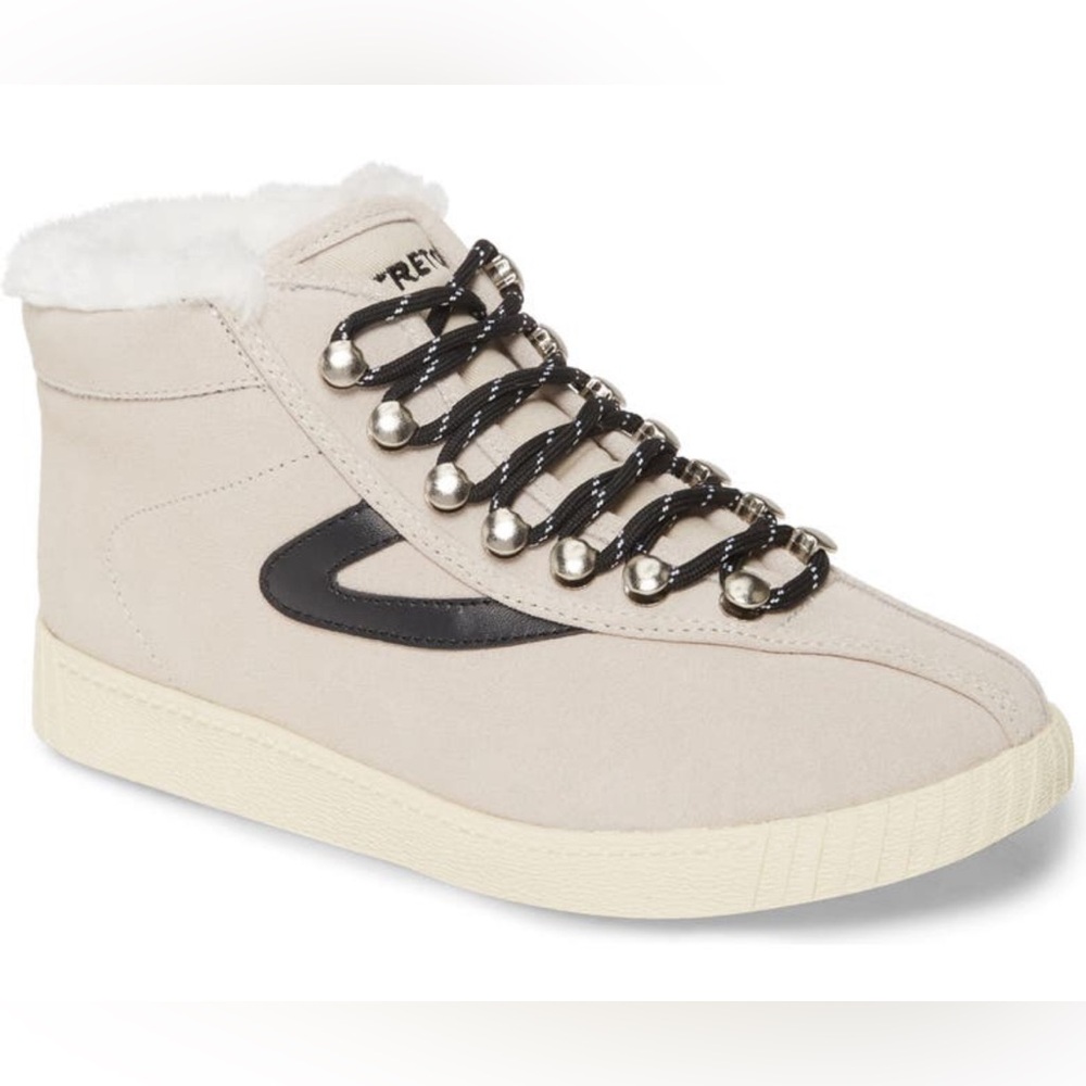 New Suede Tretorn Faux Fur lined Hi-tops - taupe/beige - 9